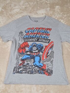Marvel Captain America Short Sleeve Tee - Gray, Red, Blue, Black